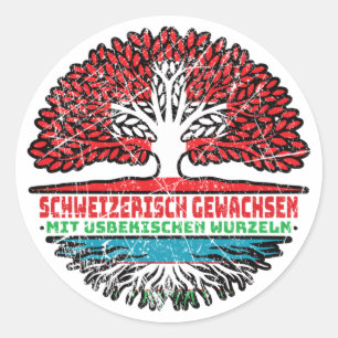 Usbekistan Usbekisch Schweizer Schweiz Baum Wurzel Runder Aufkleber