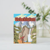 Usbekistan Vintage Reiseplakat Postkarte (Stehend Vorderseite)