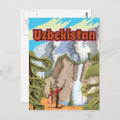 Usbekistan Vintage Reiseplakat Postkarte (Vorne/Hinten)