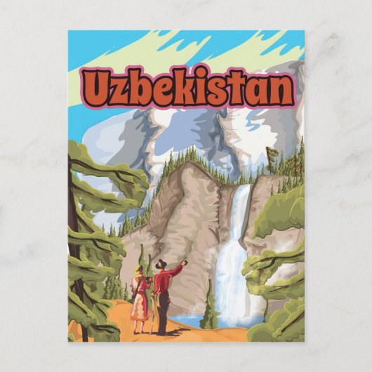 Usbekistan Vintage Reiseplakat Postkarte (Vorderseite)