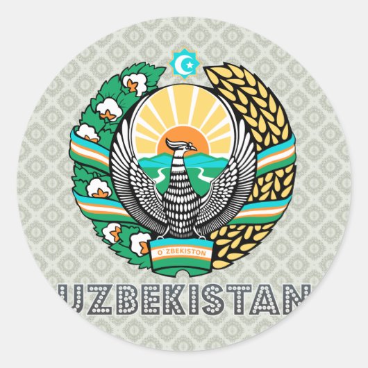 Usbekistan-Wappen Runder Aufkleber (Vorderseite)