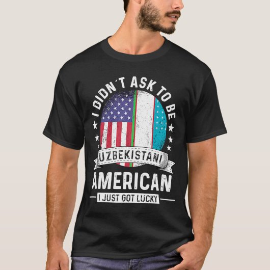 Usbekistani American Patriot Ground Spaß Flag T-Shirt (Vorderseite)