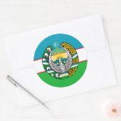 Usbekistans Flagge und Staat Emblem, Flagge Runder Aufkleber (Umschlag)