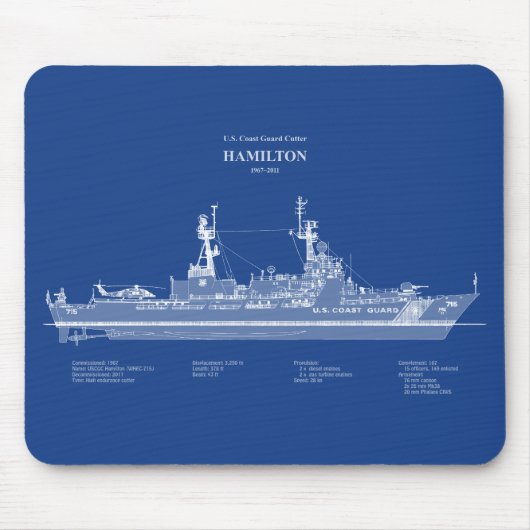 USCG Cutter Hamilton Whec-715 - ABD Mousepad (Vorne)