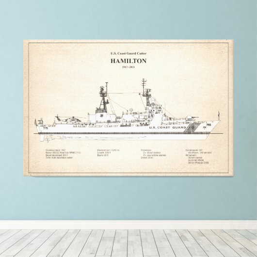 USCG Cutter Hamilton Whec-715 - SBD Leinwanddruck (Insitu (Holzboden))