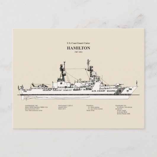 USCG Cutter Hamilton Whec-715 - SBD Postkarte (Vorderseite)