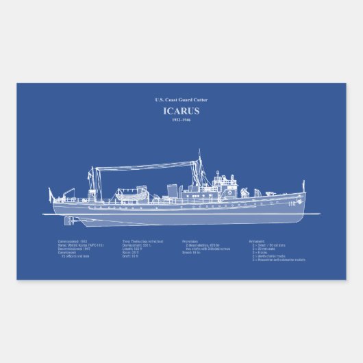 USCG Cutter Icarus wpc-110 - ABD Rechteckiger Aufkleber (Vorderseite)