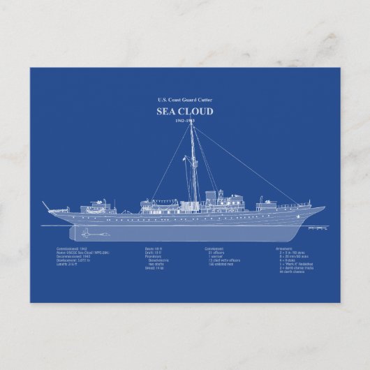 USCG Cutter Sea Cloud wpg-284 - ABD Postkarte (Vorderseite)