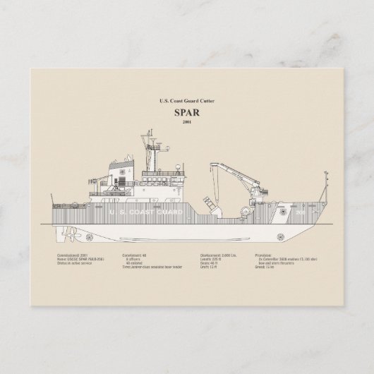 USCG Cutter Spar wlb-206 - SBD Postkarte (Vorderseite)
