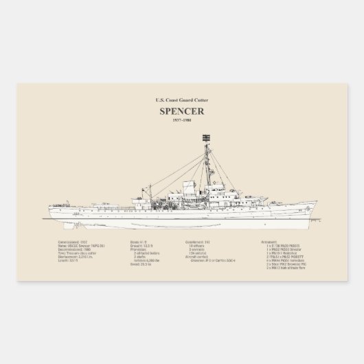USCG Cutter Spencer wpg-36 - SBD Rechteckiger Aufkleber (Vorderseite)