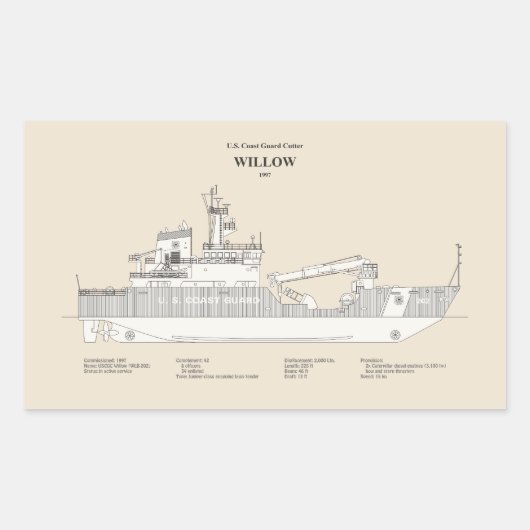 USCG Cutter Willow wlb-202 - SBD Rechteckiger Aufkleber (Vorderseite)