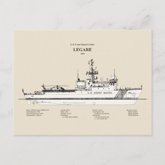 USCG Legare wmec-912 - SBD Postkarte (Vorderseite)