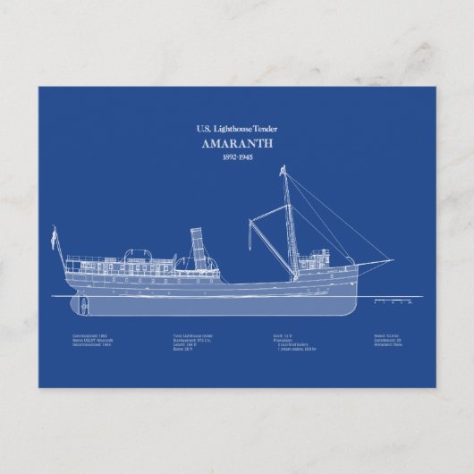 USCG Lighthouse Tender Amaranth - ABD Postkarte (Vorderseite)