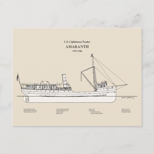 USCG Lighthouse Tender Amaranth - SBD Postkarte (Vorderseite)
