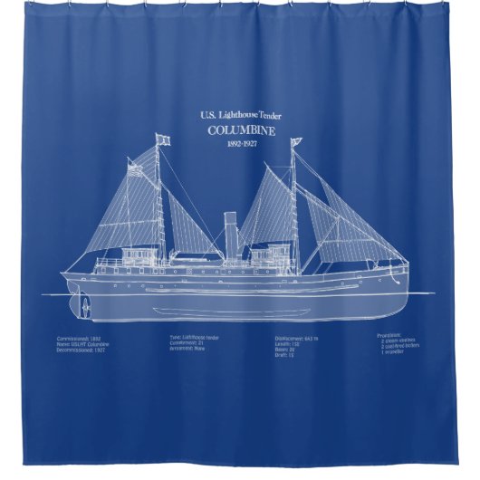 USCG Lighthouse Tender Columbine - ABD Duschvorhang (Vorderseite)