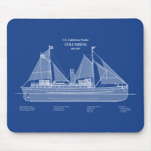 USCG Lighthouse Tender Columbine - ABD Mousepad (Vorne)