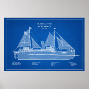 USCG Lighthouse Tender Columbine - ABD Poster