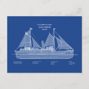 USCG Lighthouse Tender Columbine - ABD Postkarte