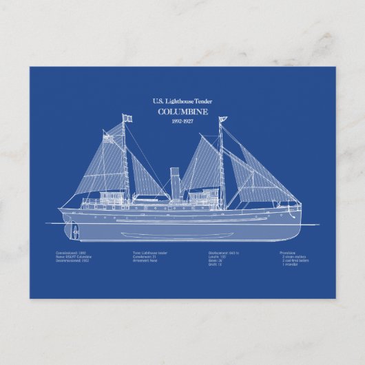 USCG Lighthouse Tender Columbine - ABD Postkarte (Vorderseite)