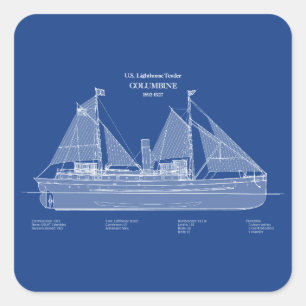 USCG Lighthouse Tender Columbine - ABD Quadratischer Aufkleber