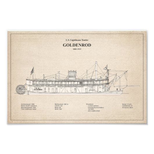 USCG Lighthouse Tender Goldenrod - SBD Fotodruck (Vorne)