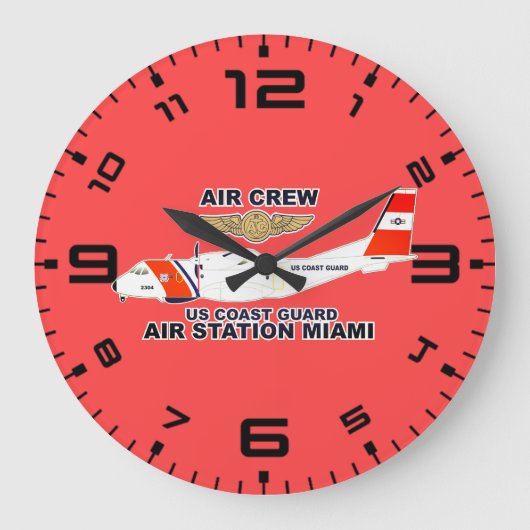USCG Luftstation Miami Air Crew Große Wanduhr (Vorderseite)