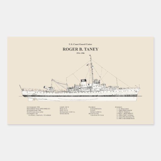 USCG Roger B. Taney Whec-37 - SBD Rechteckiger Aufkleber (Vorderseite)
