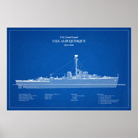 USCG USS Albuquerque PF-7 - ABD Poster (Vorne)