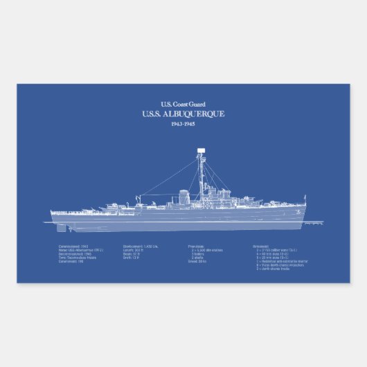 USCG USS Albuquerque PF-7 - ABD Rechteckiger Aufkleber (Vorderseite)