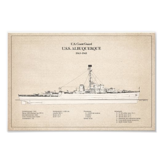 USCG USS Albuquerque PF-7 - SBD Fotodruck (Vorne)