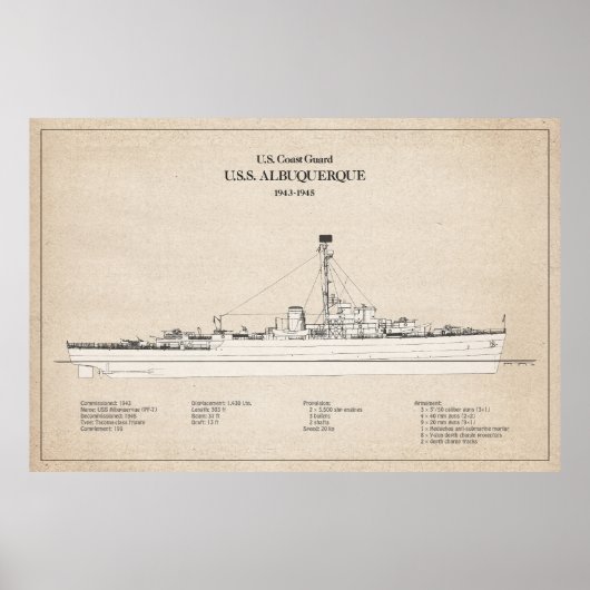 USCG USS Albuquerque PF-7 - SBD Poster (Vorne)