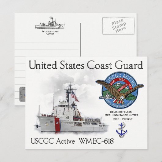 USCGC Active WMEC-618 Medium Endurance Cutter Postkarte (Vorne/Hinten)