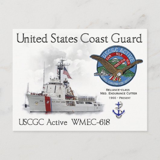 USCGC Active WMEC-618 Medium Endurance Cutter Postkarte (Vorderseite)