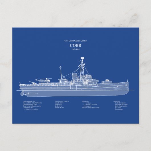 USCGC Cobb wpg-181 - ABD Postkarte (Vorderseite)
