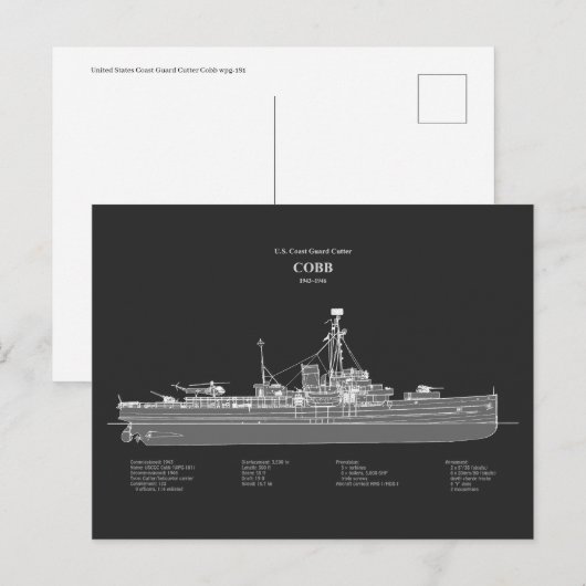 USCGC Cobb wpg-181 - PD Postkarte (Vorne/Hinten)