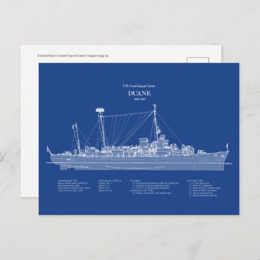 USCGC Duane wpg-33 - ABD Postkarte (Vorne/Hinten)