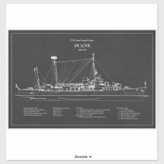USCGC Duane wpg-33 - PD Aufkleber (Blatt)