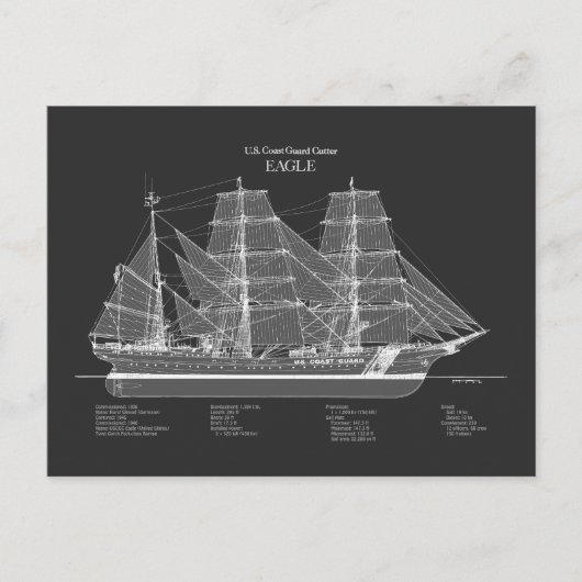 USCGC Eagle wix-327 - PD Postkarte (Vorderseite)