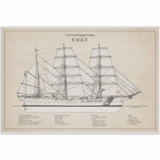 USCGC Eagle wix-327 - SBD Aufkleber (Vorderseite)