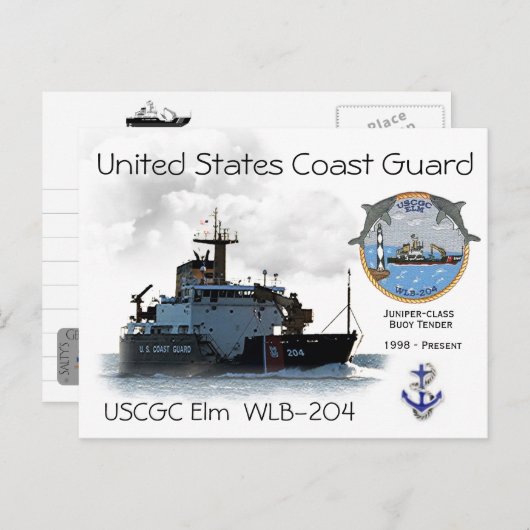 USCGC ELM WLB-204 BUOY TENDER POSTKARTE (Vorne/Hinten)