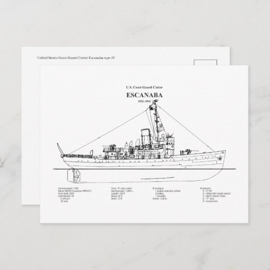 USCGC Escanaba wpc-77 - BD Postkarte (Vorne/Hinten)