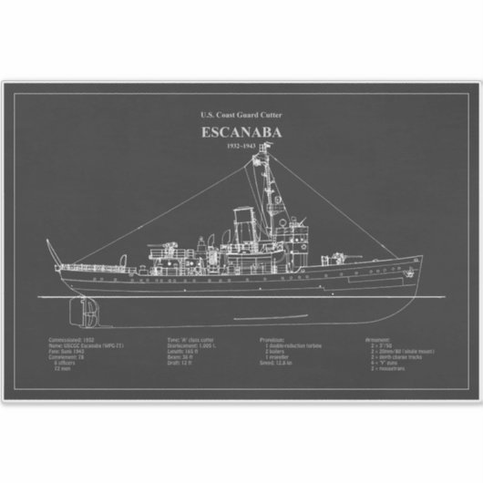 USCGC Escanaba wpc-77 - PD Aufkleber (Vorderseite)