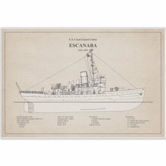 USCGC Escanaba wpc-77 - SBD Aufkleber (Vorderseite)