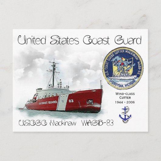 USCGC MACKINAW WAGB-83 ICEBREAKER - POSTCARD POSTKARTE (Vorderseite)