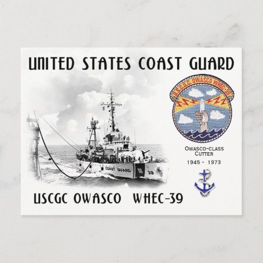 USCGC OWASCO WHEC-39 CUTTER POSTKARTE (Vorderseite)