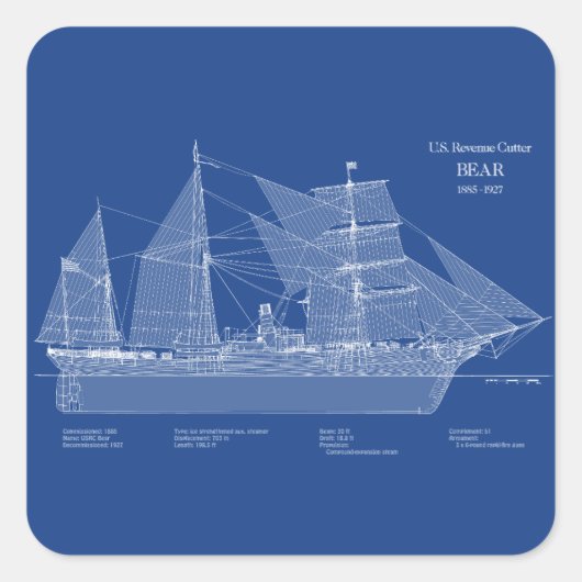 USCGRC USRC Bär - ABD Quadratischer Aufkleber (Vorderseite)