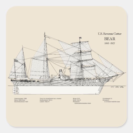 USCGRC USRC Bär - SBD Quadratischer Aufkleber (Vorderseite)