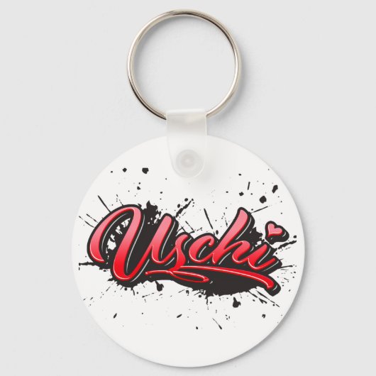 Uschi Heart Graffiti Hirger Schlüsselanhänger (Vorderseite)