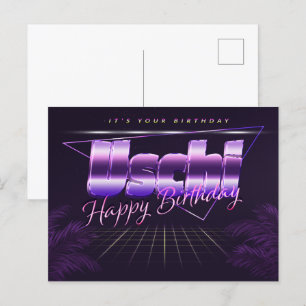Uschi Name Vorname lila Postkarte Geburtstag