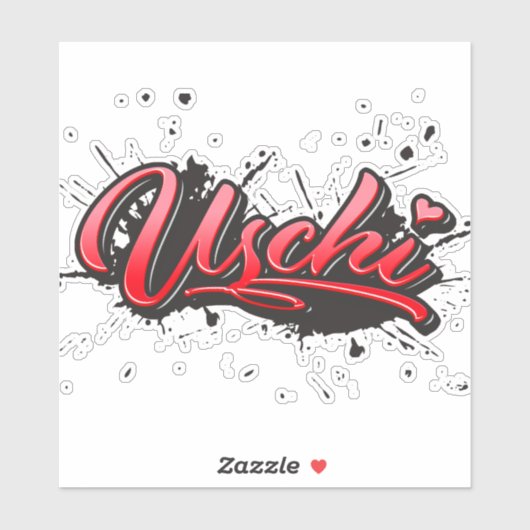 Uschi red Heart Graffiti Aufkleber Sticker (Blatt)